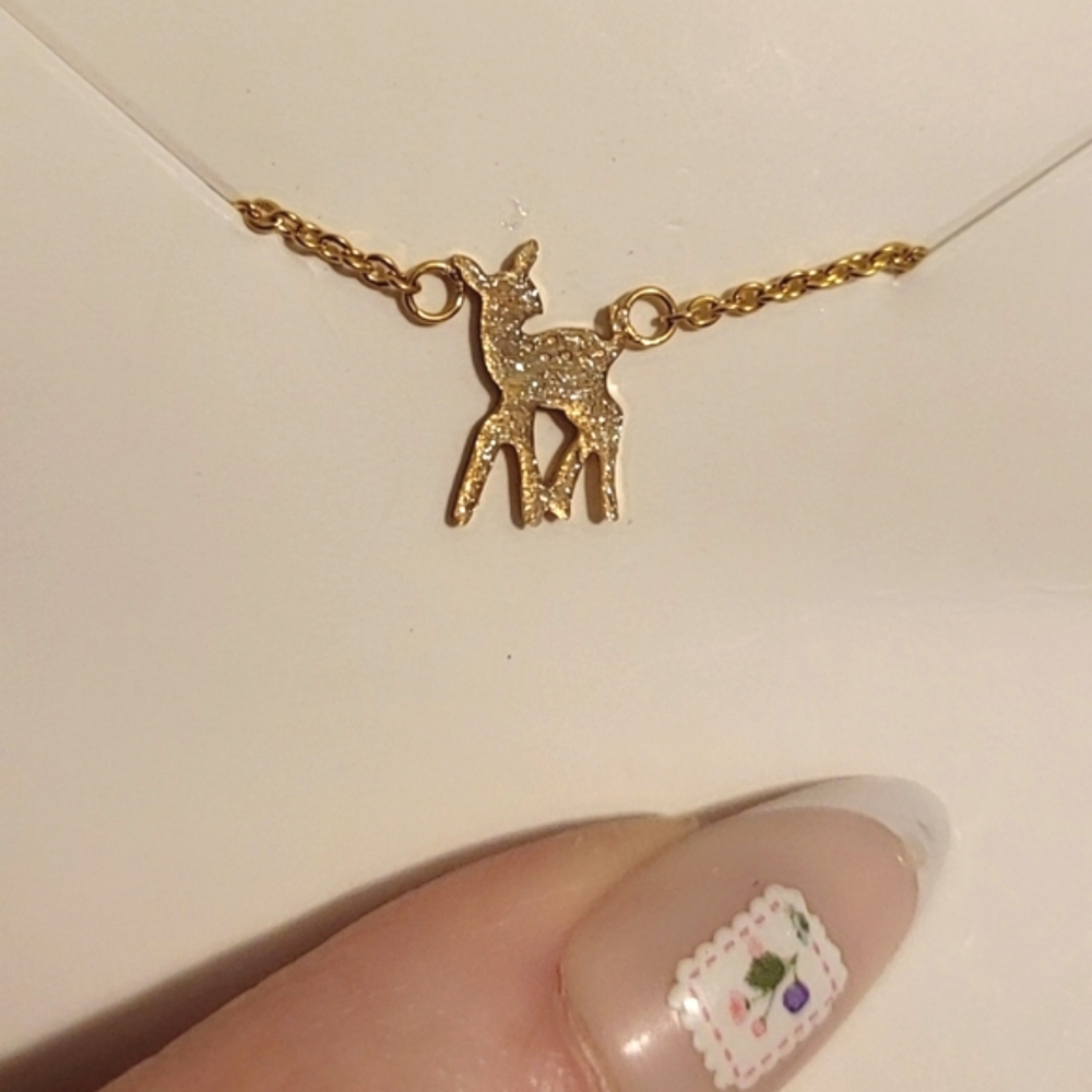 Gold Fawn Pendant Necklace